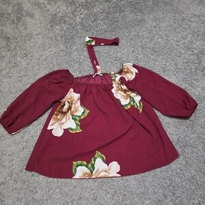 Floral Burgundy Kids Top
